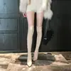 Botas altas hasta la rodilla para mujer, nueva colección otoño 2025, botas ajustadas, tacón grueso, gamuza, caña alta, botas elásticas, punta fina, de tacón alto, botas largas