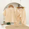 Traje de Verano de Algodón Puro de Manga Corta para Bebé, Ropa Exterior Transpirable, Tipo Delgado un Traje Anti-Mosquitos, Traje para Aire Acondicionado para Niños y Niñas