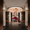 Lustre de cristal para sala de estar de villa de luxo, luminária grande de teto plano com cavidade para hall de entrada, corredor, hotel, restaurante, luminária para quarto privativo