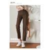Qualidade de Loja Calça Cigarette de Nove Pontos Calça de Alfaiataria Feminina 2024 Cor Café Calça Feminina Casual Calça Cigarette Reta Pequena Aparência Emagrecedora