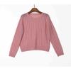 Suéter de Lã com Trança de Cashmere Hengjia QySilk de Manga Longa para Mulheres, Novo Suéter de Lã Cor Sólida com Gola Redonda para Outono e Inverno
