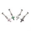 Pendientes de titanio F136 con forma de cruz y hueso de oreja con incrustaciones de circonita 5A, joyería para piercing de labios de aleación de titanio G23.