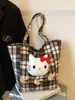 Nova Bolsa de Mão de Lã Xadrez Outono/Inverno da Maillard, Bolsa Transversal de Ombro Estilo Coreano College com Cabeça de Boneca