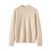 Suéter de Cachemira para Mujer BaiCaiRong Otoño/Invierno 2026, Cuello Semi Alto, Diseño Versátil, Tejido de Lana, Corte Holgado