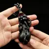 Collar Colgante Piedra Negra Medicinal que Cambia de Color con Transmisión de Luz Buda Guanyin Amuleto que Cambia de Color Collar Pixiu Cadena de Suéter Venta al por Mayor