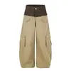 Calça Jeans Workwear Patchwork Retro Americana de Perna Larga para Homens e Mulheres, Nova de Verão, Solta, Casual, com Múltiplos Bolsos, Perna Curva