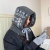 Corea del Sur Gorro Pasamontañas Copo de Nieve para Mujer Otoño e Invierno Nuevo Gorro de Punto Cálido para el Cuello Protección Integrada para las Orejas Gorro de Lana
