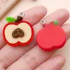 10 Frutas Resina Simulada Coração Maçã Vermelha Caroço de Maçã Pingente Pulseira Brincos Colar Acessórios de Joia DIY