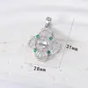 Colgante de Collar con Corona de Flores de Zirconia Chapada en Cobre de Oro Real de 18 Quilates, Trébol de Cuatro Hojas, Accesorios de Joyería DIY Vintage de Alta Gama