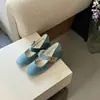 Versão Coreana de 2026 dos Novos Sapatos Mary Jane Quadrados com Salto Grosso, Estilo Retro Francês com Uma Tira Única e Salto Médio
