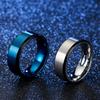 Comercio Electrónico Amazon Anillo para Hombre de Dos Tonos 8mm Acero Inoxidable Azul Mate Anillo de Moda Cepillado