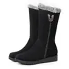 Moda Nueva Primavera/Verano 2026 Talla Grande Casual Forrados de Felpa Cálidos Botas Largas Tacón Bajo Cómodos Zapatos de Algodón Transfronterizo