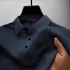 Nueva Camiseta de Verano Paul Manga Corta Manga Corta Malla de Alta Gama Seda Helada Camiseta de Manga Corta Camisa para Hombre Cuello de Camisa Verano Color Sólido