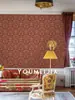 Papel Pintado Rojo Neoclásico Retro Europeo Sala de Estar Dormitorio Pared de Fondo Papel Pintado Lujo Ligero Mural Decorativo Revestimiento de Pared Sin Costuras