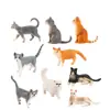 Conjunto de 9 Peças de Miniaturas Realistas de Gatos PVC Gatos Preguiçosos Gatos Dormindo Siamês Gato Rajado Modelos Figuras de Animais em Miniatura Brinquedos Fofos Decorações para Crianças A