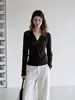 Suéter de punto de manga larga para mujer, estilo pullover, casual y elegante, perfecto para atuendos de otoño, amigable con la piel y transpirable, top de color liso