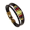 Pulsera popular europea y americana de piel de vaca estilo punk cuentas de porcelana pulsera de cuero multielemento oferta especial directa de fábrica de Yiwu