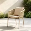 Silla de ratán para patio exterior, mesa y sillas de ocio, balcón al aire libre de jardín para el hogar, silla creativa con respaldo de cuerda para casa de huéspedes, mesa de café pequeña