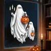 Adhesivos de Halloween Transfronterizos Fantasma Blanco y Negro Portavelas Static Cling para Lápidas de Cementerio, Patrones de Linternas de Calabaza, Decoraciones para Fiestas de Tiendas