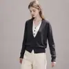 Suéter de Tricô Cardigan Jaqueta Falso Duas Peças Gola V Estilo Simples Chegadas de Outono Novo Roupa Feminina
