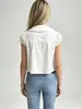 Camisa de Muñeca Estilo Coreano para Mujer 2026 con Botones Redondos Grandes de Doble Fila, Mangas Cortas, Mangas Acampanadas, Top para Mujeres Petites, Venta al por Mayor de Nicho