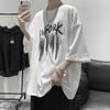 Camiseta estilo Hong Kong Manga Curta Verão Masculino Novo Solto Casual Ins Estilo Coreano Na Moda Todos os Pares Hip-hop Meia Manga Top Roupas