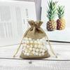Bolsa de Lino para Ventana Lista para Pedido Bolsa de Almacenamiento con Cordón Cordón Artículos de Papelería Joyería Bolsa de Embalaje de Joyería Se Puede Imprimir con Logotipo