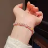 Pulseira Flor Quadrada de Zircônia Retrô Francesa, Pulseira de Luxo Leve de Nicho de Alta Qualidade, Joia de Mão Exquisita Elegante e Simples para Mulheres