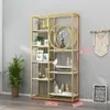 Partición Calada de Hierro Nuevo Estante de Almacenamiento Mampara de Entrada Estantería Gabinete Decorativo de Oficina de Pie Vitrina Multicapa