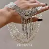Colar de Pérolas com Borla em Camadas Estilo Francês de Luxo Leve, Estilo Corte Vintage, Artesanato Sofisticado, Sensação de Alto Padrão, Corrente para Clavícula Exagerada