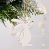 Decoración Creativa Nueva de Pascua Transfronteriza Artículos Colgante de Conejo de Madera Decoración del Hogar Color Sólido Colgante de Conejo Pequeño Blanco y Negro