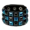 Joias Novas Europeias e Americanas Mais Vendidas, Pulseira de Couro Quadrada Colorida Criativa Estilo Punk Hip-Hop, Acessórios para Performance de Palco