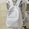 Mochila Gris Neblina con Bordado de Lazo para Niñas, Adecuada para Viajes, Picnic, Estudiantes y Clases de Apoyo, Bolso Versátil de Doble Hombro