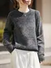 Nuevo Suéter de Lana Otoño/Invierno 2026 de Siete Agujas Hilo de Tres Hebras Engrosado Cuello Redondo Tejido de Punto Manga Larga Mezcla de Hilo Suéter Pulóver Camiseta Básica