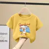 Camiseta Feminina Roupa de Verão 2026 Novo Estilo Infantil Elegante Algodão Puro Manga Curta Feminina de Verão Gola Redonda Casual Meia-Manga Top