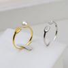 Anillo de Plata Ts925 con Perlas DIY Anillo Abierto de Tenedor Dorado Ajustable Anillo de Dedo Vivo Semiterminado 97