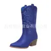 Juyuan Spot 2026 Otoño/Invierno Nuevas Botas de Mujer de Talla Grande de Comercio Exterior con Tacón Bajo WISH Botas de Cuero para Mujer Europeas Americanas