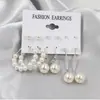Brincos de Metal Estilo Europeu e Americano, Brincos Geométricos Quadrados, Brincos Retro de Pérola Sintética, Conjunto de Brincos Estilo Hepburn, Conjunto de 6 Peças