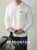 [Estilo Lujo Clásico] Camiseta de Manga Larga de Algodón Modal 60S tipo Nube para Hombre, Camisa Base Estampada Amigable con la Piel para Primavera y Otoño