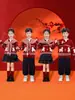 Figurinos de Performance Infantil para o Dia de Ano Novo Suéter Vermelho para Jardim de Infância Figurinos de Dança Coral Alunos do Ensino Fundamental Recitação Figurinos de Performance de Natal