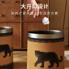 Cubo de basura de cuero americano sala de estar dormitorio cubo sanitario de alto valor 2025 nuevo baño desodorante papelera grande