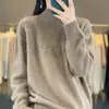 Suéter de Punto Trenzado Oreja de Trigo de Cuello Medio Alto de Moda para Año Nuevo para Mujer, Jersey Holgado Casual de Lana Completa con Mangas Largas