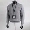 Nuevo suéter de punto para hombre de otoño e invierno con media cremallera y cuello alto con patrón trenzado estilo old money, venta al por mayor de fábrica transfronteriza