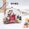 Forro Preto, Forrado com Tecido, Mini Porta-Moedas de Flor Rosa de 3 polegadas, Bolsa para Moedas, Pequena Bolsa de Mão