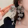 Pendientes Yida transfronterizos nuevos y creativos de cascada, cola de pez, borla larga, pasador de plata, pendientes de flor de diamante de moda