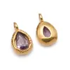 Acero Inoxidable Doce Piedras de Nacimiento Forma de Gota de Agua Oval Colorido Colgante Individual Colgante de Piedra Estrella 7x12mm Accesorios para Joyería DIY
