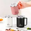 Caneca de aço inoxidável 304 com tampa, copo de água anti-queda, xícara de chá doméstica, xícara de café de escritório, copo para estudante de dormitório