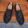 Zapatos de Hombre Primavera y Otoño Negro Social Niños Zapatos de Frijol Suela Blanda Perezosa para Conducir Otoño Slip-on Casual Zapatos de Cuero Zapatos de Moda