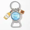 Llavero colgante creativo estilo americano de cerveza, regalo transfronterizo para el Día del Padre, abridor de botellas, decoración de llavero de metal, venta al por mayor