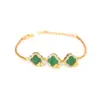 Pulseira de Prata de Lei S925 com Turquesa, Esmeralda Africana e Trevo de Quatro Folhas para Mulheres, Estilo Chinês, Luxo Leve, Joia Exquisita e de Alta Qualidade, Presente